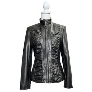 Collezione Women’s Black Leather Jacket Sz XS-S